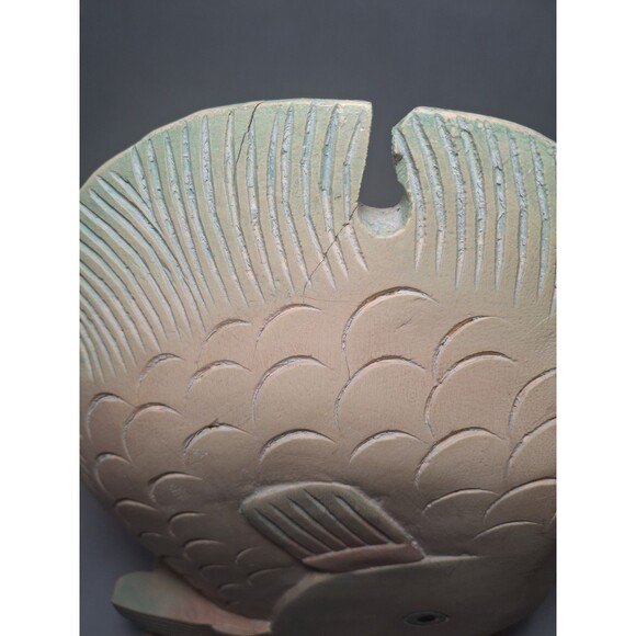 Vintage Hand Carved Hand Painted  Wooden Fish Figure Coastal Beach Home Decor - Picture 7 of 9